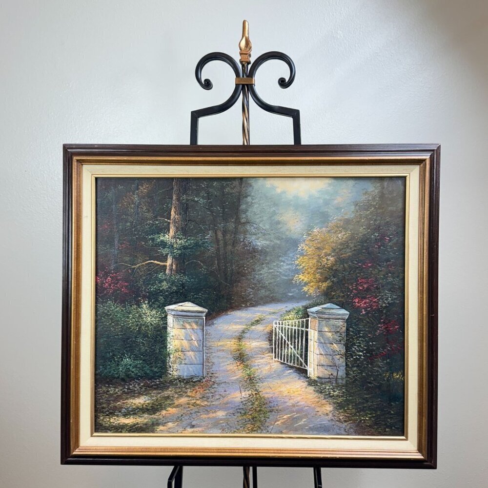 Acrylic Painting Inspired by Thomas Kinkade's The Autumn Gate Canvas 28" x 24" - Picture 3 of 16